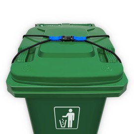 PAHTTO Trash Can Lock, Lid Lock for 30-51 Gal Outdoor Garbage Cans, Heavy Duty Bungee Cord Garbage Can Lock for Animals, Squirrels, Dogs, Raccoons