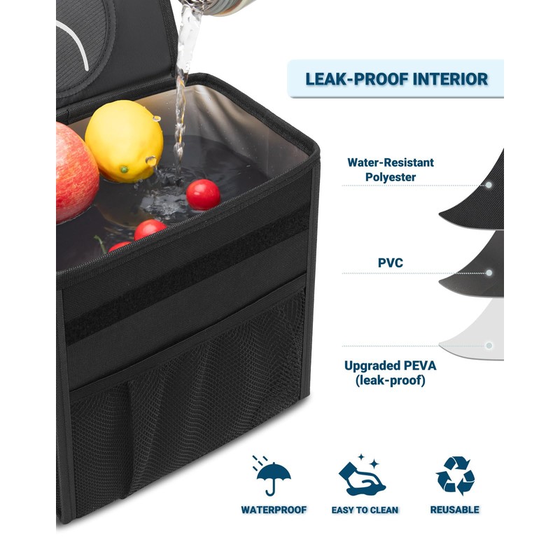 Capolo Car Trash Can with Lid, Leakproof Car Trash Bag