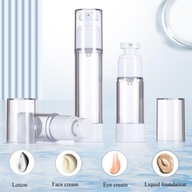 Qeuly 3 Pack Airless Pump Bottles 1.7 oz Travel Size Pump Bottle Lotion Container Refillable Cosmetic Pump Dispensers for Foundation Moisturizer Shampoo Toiletry (SN-50)