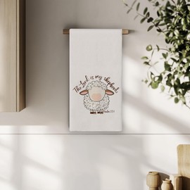 Bnzolyoia Easter Sheep Kitchen Towels - Christian Gifts for Women, Religious Easter Kitchen Decor, The Lord is My Shepherd Christian Hand Towels for Kitchen Bathroom Decorative 16x24
