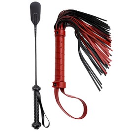 DERINODEM Horse Leather Crop 18" Horse Red Faux Whip 20" Horse Whips and Crops Equestrian Horse Whip