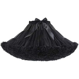 Honeystore Women's Puffy Tulle Skirt Chiffon Petticoat Tutu Princess Pettiskirts Black
