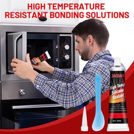 JAOJAO High Temperature Glue for Ovens, Heat Resistant Glue Fireplace Sealant High Temp Caulk Fast Curing Excellent Temperature Resistance for Oven Grill Microwave Engines Exhaust Pipes 100ml, Black