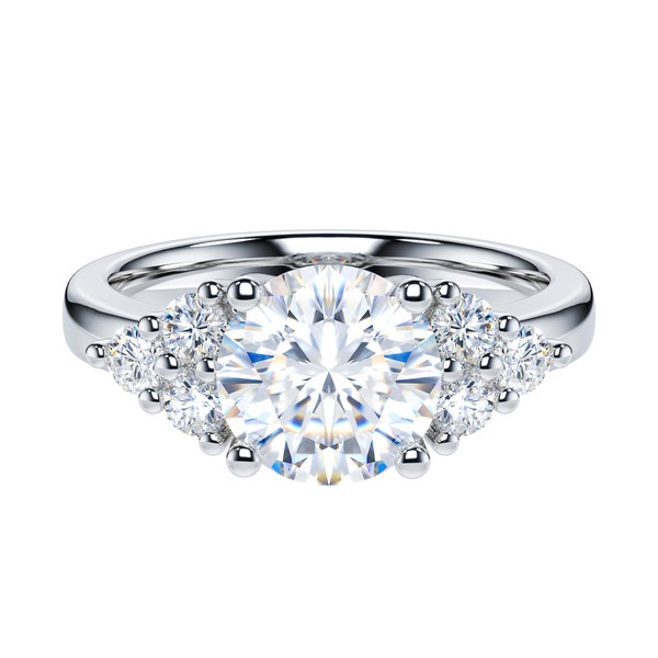 2CT Genuine Moissanite Sterling Silver Three Stone Style Cluster Promise