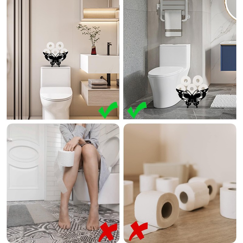 Gojoquanzhou Animal Butterfly Toliet Paper Holders Stand, Black Metal Toilet