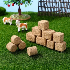 DOITOOL 12 Mini Hay Bales - Artificial Straw Bales for Miniature House Decoration, Farmhouse Exhibitions and Autumn Crafts - Realistic Wooden Haystacks for DIY Scenes Fairy Gardens and