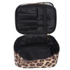 Double Layer Cosmetic Bag PVC Leopard Print Design Portable Large