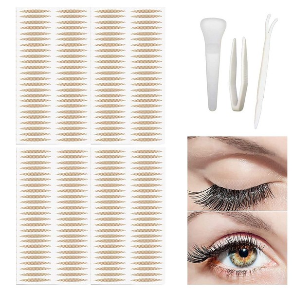 Slip-On Lid Stripes, 480 Pieces Slip-On Lid Tape Strips, Eyelid Tape, Invisible Eyelid Stripes, Invisible Double Eyelid Band, Instant Lift, Double Eyelid with 2 Fork Rods