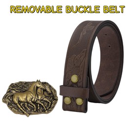 JUMISEE Longhorn Bull Western Leather Cowboy Belts for Men Women Engraved Buckle Belt Cowgirl Country Waist Belts