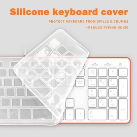 B.FRIENDIT Wired USB Keyboard, Comfortable Quiet Chocolate Keys, Durable Ultra-Slim Wired Computer Keyboard(QWERTY) for PC, Windows 11/10/8/7/XP/Vista KB1430 - White & Orange