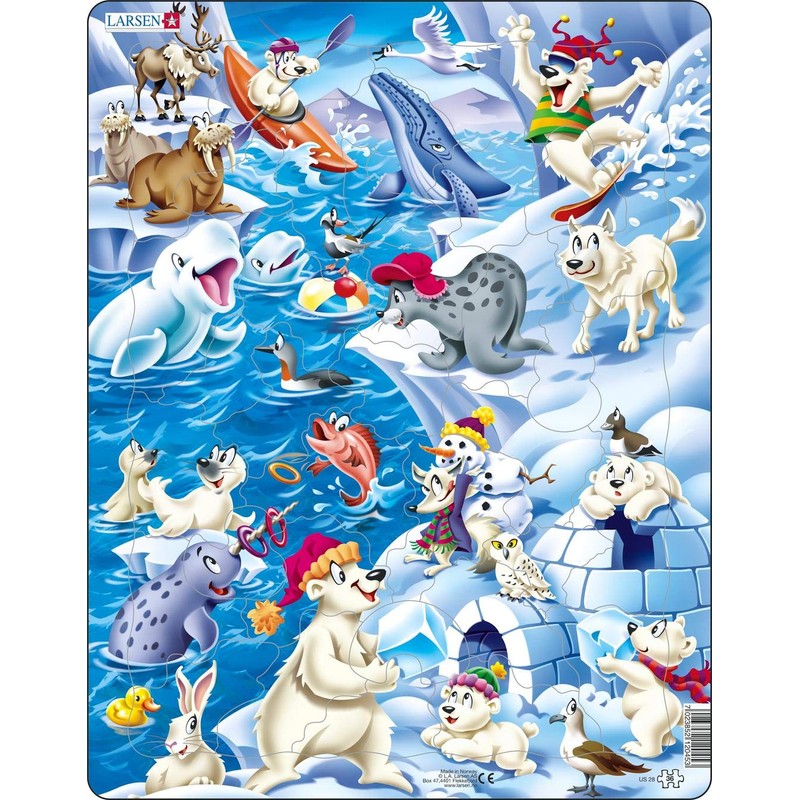 Larsen US28 Playful Cartoon Animals in the Arctic, 36 Piece