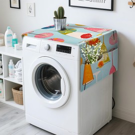 Washer and Dryer Top Covers, Fridge Dust Top Cover Refrigerator Dustproof Cover Washing Machine Covers for The Top with 4 Storage Pockets 22 x 51 in