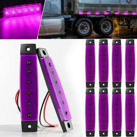 BJZ LED Trailer Marker Lights Purple 6 Led Side Marker Clearance Light Bar 12V 3.8" Front Rear Signal Indicator Light Strip Waterproof for Trailer Truck Van Pickup ATV UTV RV, 10Pcs