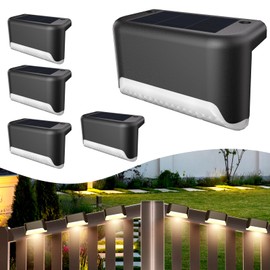 BKBB PPBB Solar Deck Lights Outdoor, 4Pcs Solar Step Lights, Waterproof LED Solar Lights for Outdoor Stairs, Step, Fence, Yard, Patio, Railing, Garden and Pathway