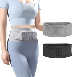 Elastic Flip Running Belt Waist Band - Marathon Pouch Bag for Free Movement GS002835 Elastic Flip Belt Grey S 2ea