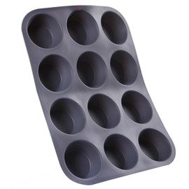 Fchil Mini Muffin Pans Silicone Molds 12 Cups Nonstick Cupcake Pan for Baking Egg Bites Muffins Tart Bread Candy Silicone Bakeware Dishwasher & Microwave Safe