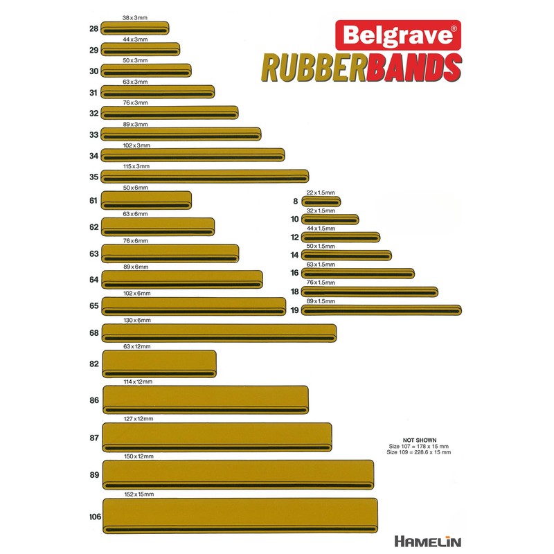 Belgrave, Rubber Bands, Size 64, 89 x 6mm, 100gm, in