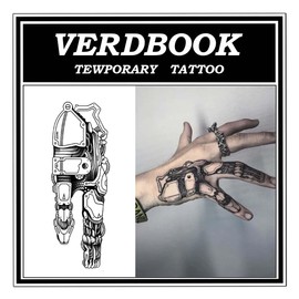 VERDBOOK Waterproof Temporary Tattoos: 2-Sheet Tattoo Kit with Realistic Body Stickers, Semi-Permanent Tattoos for Adults Lasting 7-15 Days – Safe for Men & Women, Mechanical fingers