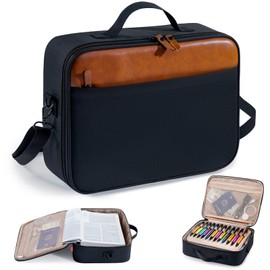 Bible Cover for Men-Bible Case for Women-Medium Bible Bags and Totes-Large Bible Carrying Case-Bible Carrier with Shoulder Strap,Detachable Pen Loops for Bible Accessories,Gift Men Women