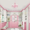 Mini Chandelier with Acrylic Crystals Pink Chandelier 4 Light Modern