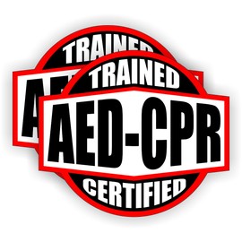 AED - CPR Trained Certified Hard Hat Sticker / Helmet Decal Label Lunch Tool Box