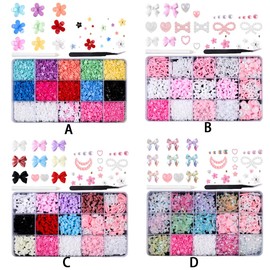 AIXXCUVQ Adorable Nail Charms Set To Everyday Nail Art Designs Butterfly Resin Nail Jewelry ABS 3D Bow Nail Accessories Shapes, type+4