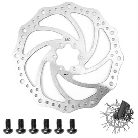 180 mm Centre Lock Brake Disc, Brake Discs Bicycle with 6 Screws, Stainless Steel Bike Brake Discs, Disc Brake for Most Mountain Bikes, Road Bikes, Riding, Bicycles, MTB and BMX (Silver 180 mm)