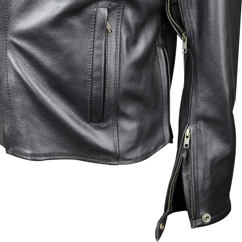 Premium Cowhide Leather Motorcycle Jacket With Reflective Skull (M)