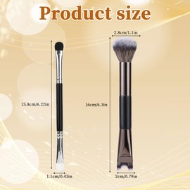 2pcs Nose Contour Brush, 2-in-1 Dual End U-Shape Soft Makeup Nose Shadow Eye Shadow Brush for Highlighting Defining Blending