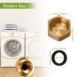 8PCS Brass End Cap, 3/4" Brass Blanking Nut Cap Internal Thread Brass Spigot Cap Hexagonal Garden Hose Female End VAP with 8PCS Sealing Washer for Radiator Valve Pipe Fittings