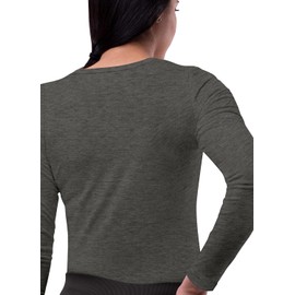 Sivvan Scrubs for Women - Long Sleeve Comfort Underscrub Tee - S8500 - Heather Charcoal - XS