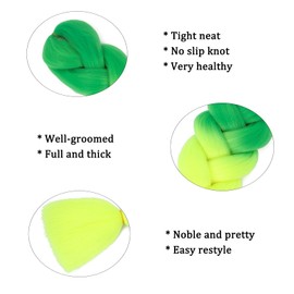 Herina Neon Green Braiding Hair Extensions 24inch Fake Braids In Hair Extensions One Pack Green Braiding Hair For Women(1pc/pack)
