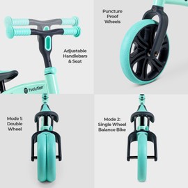 Yvolution Y Velo Junior Toddler Balance Bike | 9 Inch Wheel No-Pedal Training Bike for Kids Age 18 Months to 4 Years (Teal)