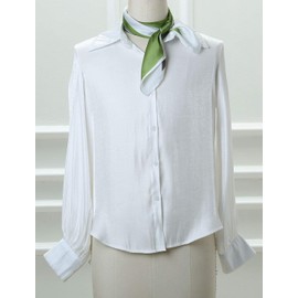 Allegra K Women's Silk Scarf, Square, 27.6 inches (70 cm), Striped, Square Scarf, Neckerchief, Hair Decoration, Office, Uniforms, grey green