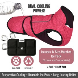 LUCOLOVE Dog Cooling Vest with Ice Pack – 2-Layer Evaporative Cooling Jacket with High Collar, UV Protection & Size-Matched Ice Pack – Cooling Vest for Dogs for Hot Weather (Pink Floral, Medium)