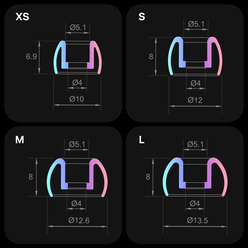 WHIZZER SS20 Wide-Bore Silicone Ear Tips for IEMs, Ultra-Soft Matte