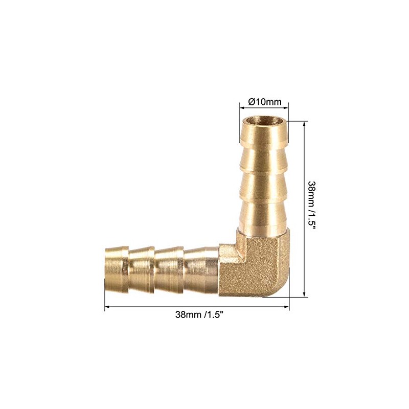 sourcing map 10mm Barb Brass Hose Fitting 90 Degree Elbow