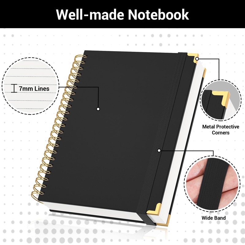 Yarotm Notebook A4 Lined – Spiral Notebook A4 21.6 x