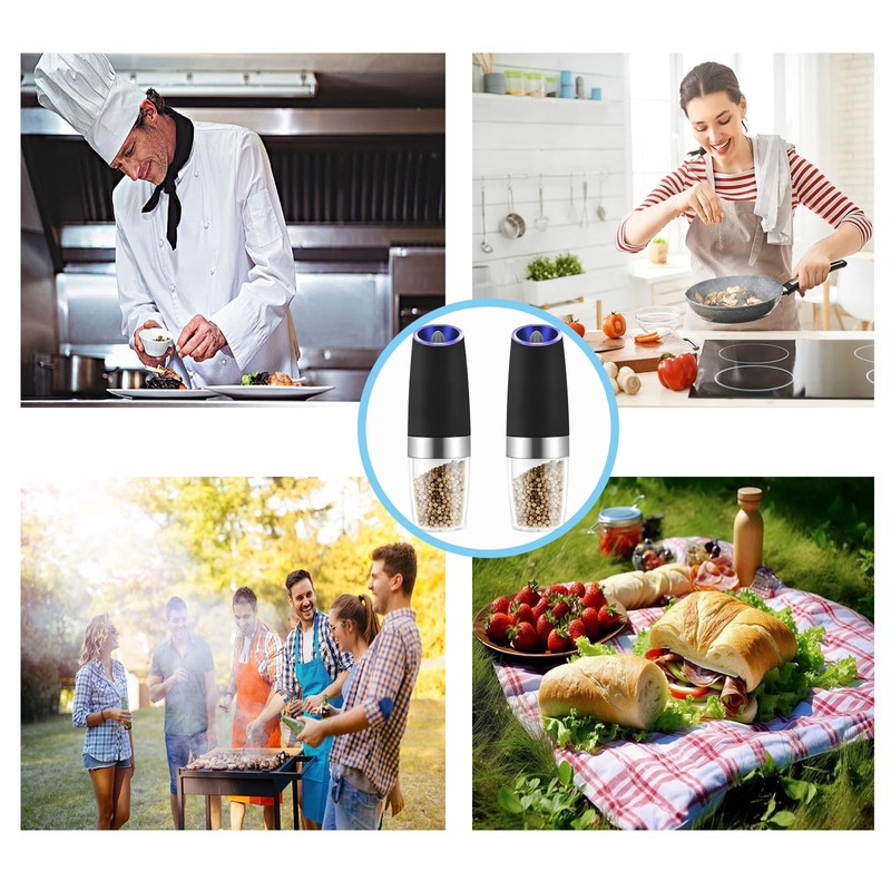 Petyoung Electric Salt and Pepper Grinder Set, Automatic Salt and