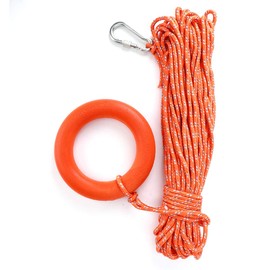 6MM Diameter 30M Lifesaving Ropes Life Preserver Ropes PVC Reflective Lifesaving Rope Rescue Floating Lines with Hook Pull Rings for Lifesaving Equipment