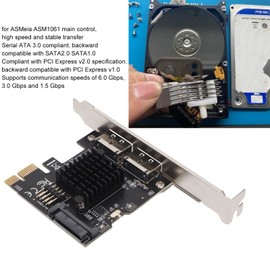 2 Ports PCIE to Power ESATA Expansion Card, 6.0Gbps PCI Express ESATA Controller Card Support Hot Swap, For ASMeia ASM1061 Main Chip For XP,7,8, 10, 11 For Linux