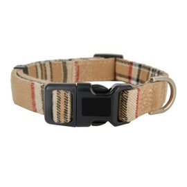 Classic Plaid Design Cotton Dog Collar with Black Quick-release Buckle, Adjustable and Durable Pet Accessory for Small Size