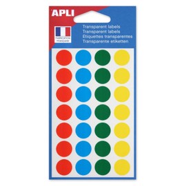 Agipa Pack of 140 Labels Marking Stickers Assorted Round 15 mm Transparent