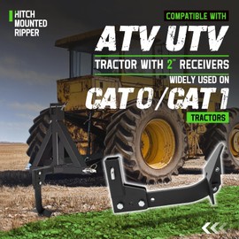 Wutist Hitch Mounted Ripper Compatible with 2" Receiver Adapters CAT 0 CAT 1 Tractors Trenching Subsoiler Black Steel Powder Coated