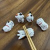 MIUFA Ceramic Cute Lucky Cat Chopsticks Rest Dinner Spoon Stand