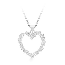Tuscany Silver Sterling Silver Women's Cubic Zirconia Open Heart Pendant on Curb Chain of 46cm/18"