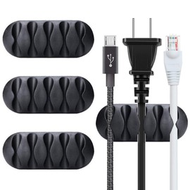 BEADNOVA Cord Organizer Cable Organizer Cable Clips Cord Holder for Desk Management Wire Holder Clips for Computer Desk (Black, 4 pcs)