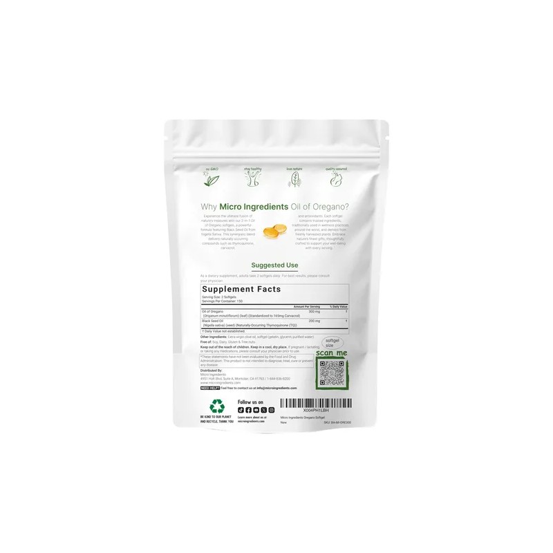Aceite De Orégano 300 Cápsulas Blandas Oregano Oil Softgels, 300
