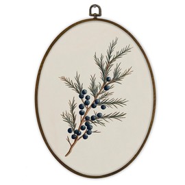 Gnmduw Minimalist Vintage Blueberry Plant Oval Wall Art Framed, Christmas Blueberries Fruit Canvas Prints Hanging Decor, Botanical Blueberry Wall Decor for Bedroom Bathroom Living Room, 8.7x11.3 In