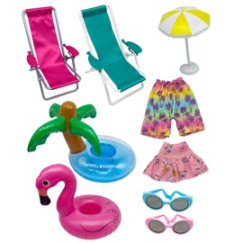 Christmas Elf Doll Ideas Beach Props Set Elf Clothes Accessories Elf Doll on th Beach Kit with Outfits Chair Swim Ring